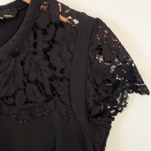 DALIA Little Black Dress With Lace Top & Sleeves Size 6 - Picture 3 of 7